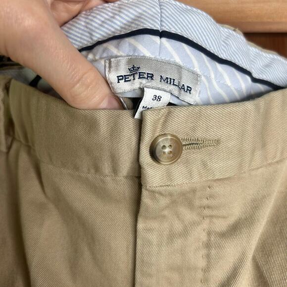 Peter Millar Twill Shorts Men’s 38 Khaki Coastal Preppy Summer Vacation Neutral - Picture 3 of 7